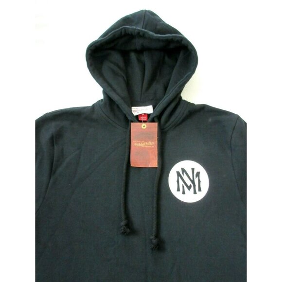 Mitchell & Ness Mens Branded 1904 Pullover Logo Hoody Sweatshirt Black White NWT - Picture 2 of 5